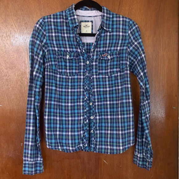Hollister Plaid Button Down Top - Picture 1 of 5